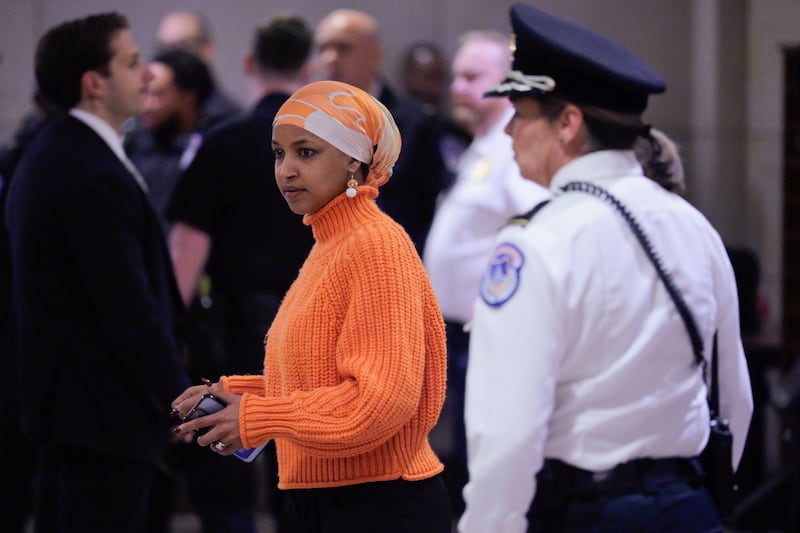 Ilhan Omar has maintained a cool and even amused detachment through the torrent of abuse directed at her by Donald Trump. Photograph: Chip Somodevilla/Getty Images