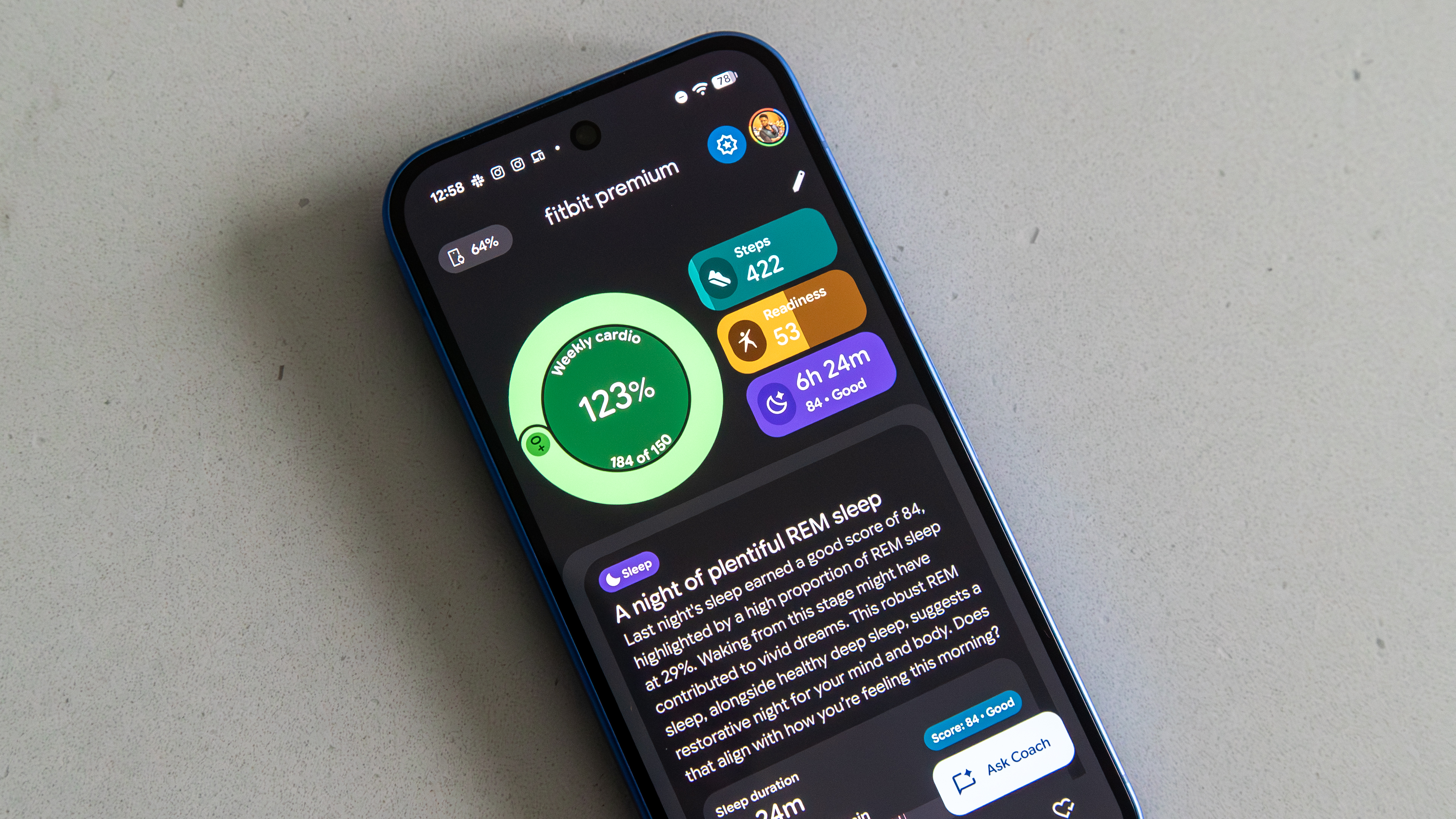 Fitbit personal health coach Today tab