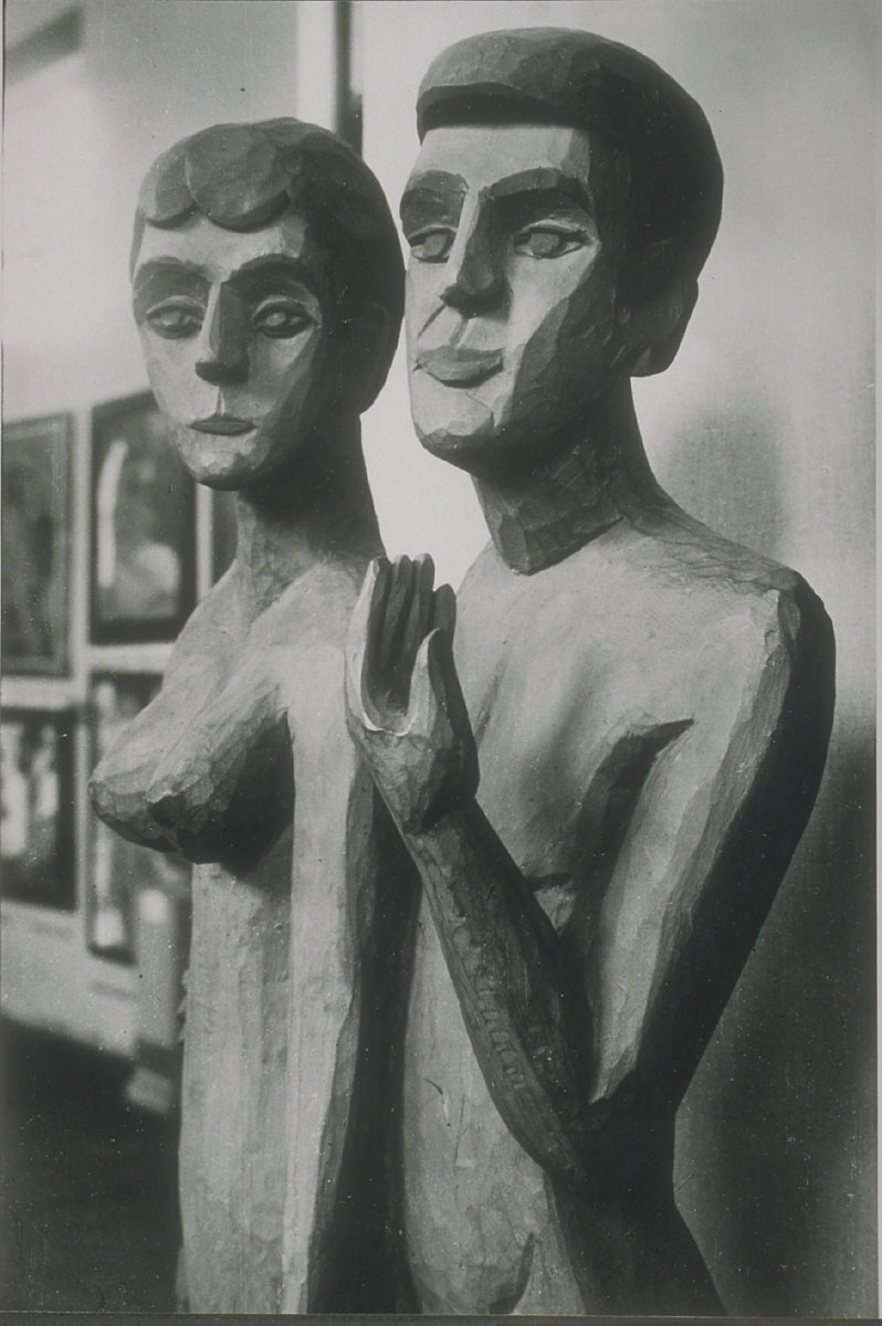 Kirchner's sculpture "Das Paar" (The Couple), exhibited in the infamous Degenerate Art exhibition in Munich, 1937.