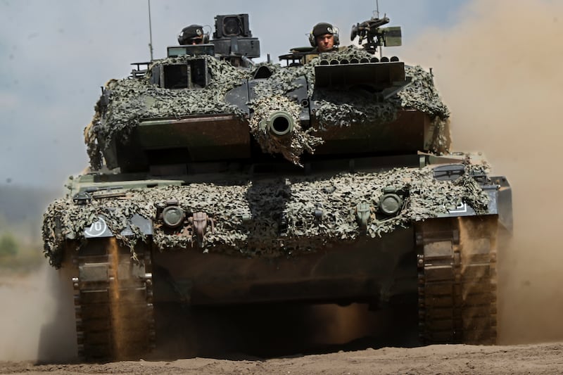 The new KDNS plant in Görlitz will manufacture components for Germany’s bestselling Leopard 2 (above), Puma and Boxer tanks. Photograph: Mindaugas Kulbis/AP