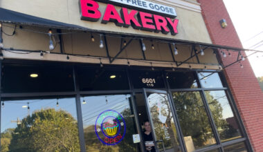 The exterior of the Gluten Free Goose, including a neon sign and the logo, as photographed on Oct. 31, 2025. (Photo courtesy of Caroline Moore)