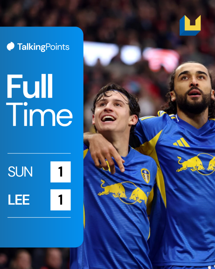 Full-time as Leeds United draw with Sunderland,