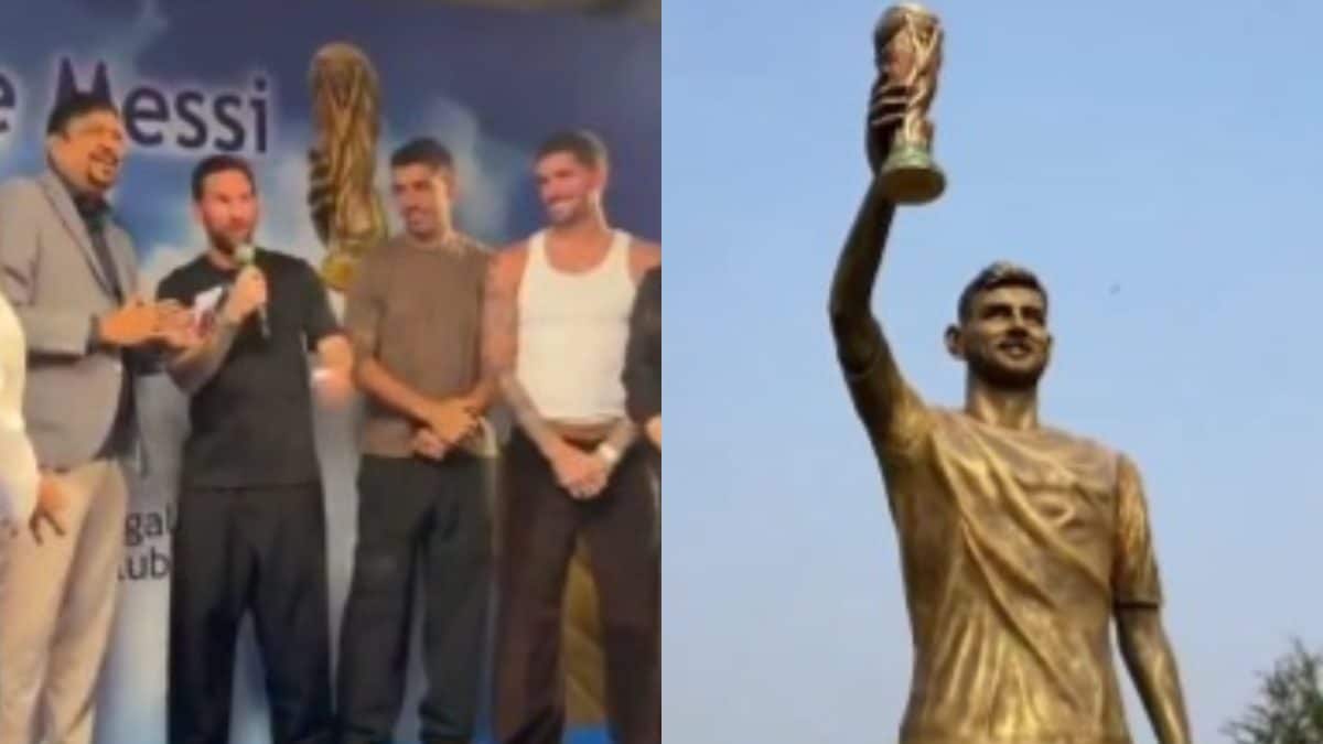 City of Joy, Statue of GOAT: Lionel Messi Unveils Monumental 70-Foot Statue In Kolkata | WATCH | Football News