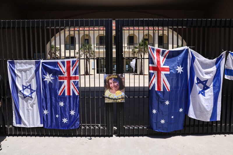 A poster of 10-year-old Matilda, who was killed in the Bondi Beach shooting. Photograph: David Gray/AFP via Getty Images