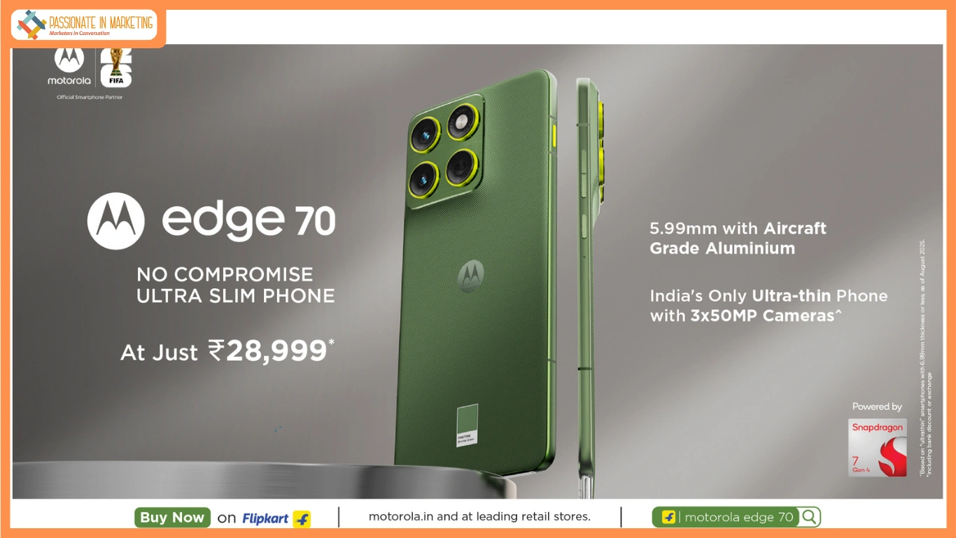 motorola edge 70 – No-Compromise Ultra-Slim Smartphone^ with Triple 50MP AI cameras, Snapdragon 7 Gen 4 and Military Grade durability: Goes on Sale today — At just ₹28,999*