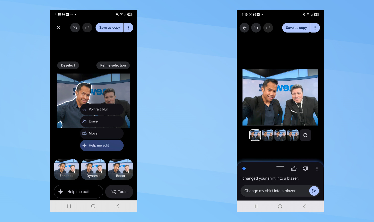 Ask Photos screen shots.