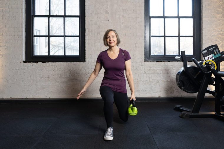 Anna Maxted does intensive strength training at Matt Roberts Evolution gym with personal trainer Ollie Cascarina, to combat osteoporosis.