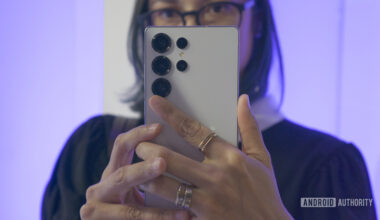 Samsung Galaxy S25 Ultra in hand showing cameras