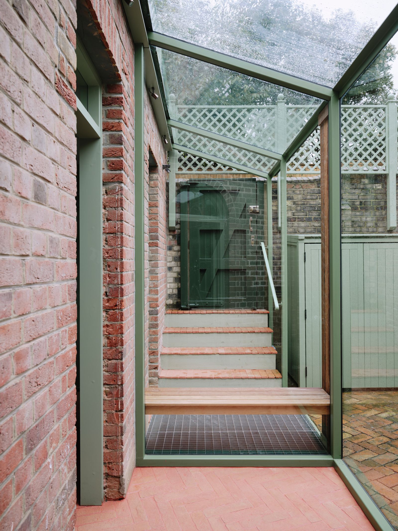 Image may contain Architecture Building House Housing Staircase Porch Floor Door Indoors and Interior Design