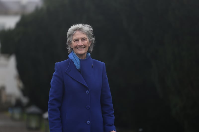 President Catherine Connolly outside the Áras to greet Móglaí Bap of Kneecap who led a charity run through the Phoenix Park.  Photograph: Enda O'Dowd