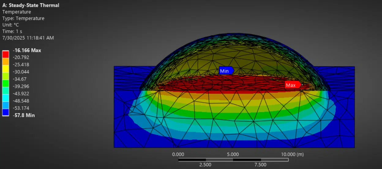 Thermal Map Of A Martian Ice Habitat Temperatures Range From 57.8°c To 16.2°c.