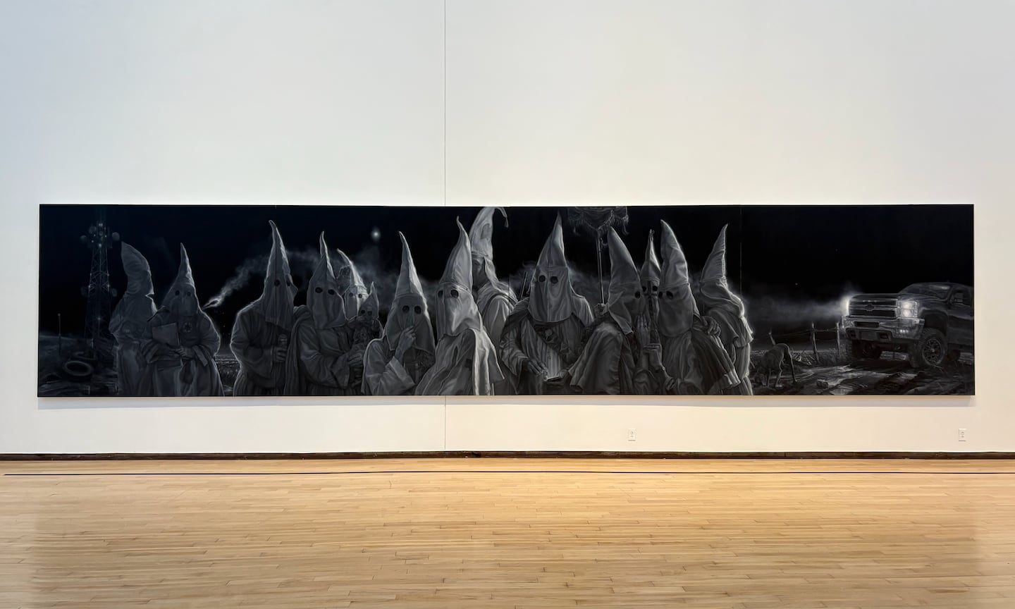 Vincent Valdez, "The Beginning is Near, An American Trilogy, Ch. 1: The City II," 2016. Installed at Mass MOCA in "Vincent Valdez: Just a Dream ..." until April 2026. (Murray Whyte/Globe Staff)00moca