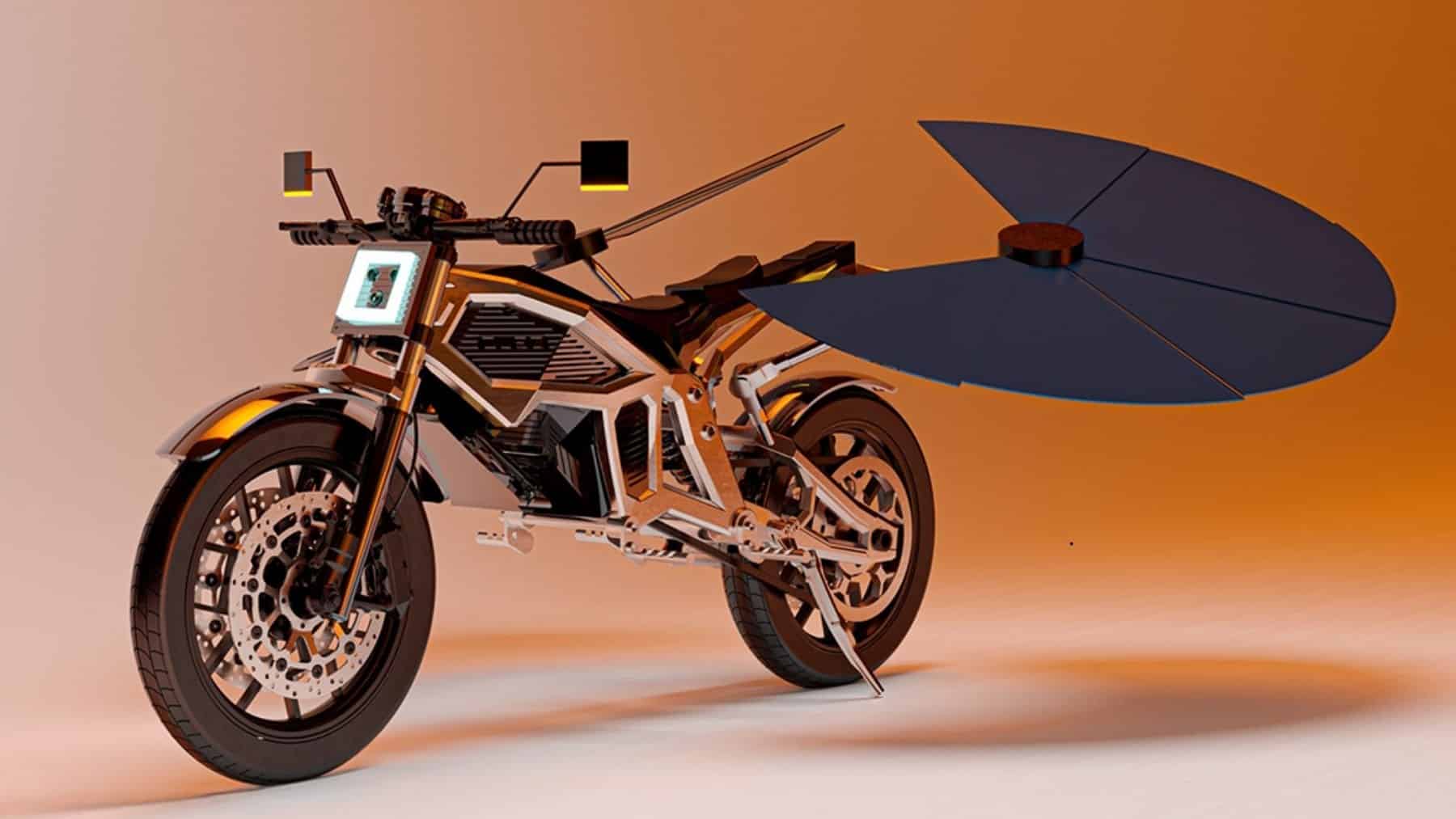 Solar wings on a new motorcycle design