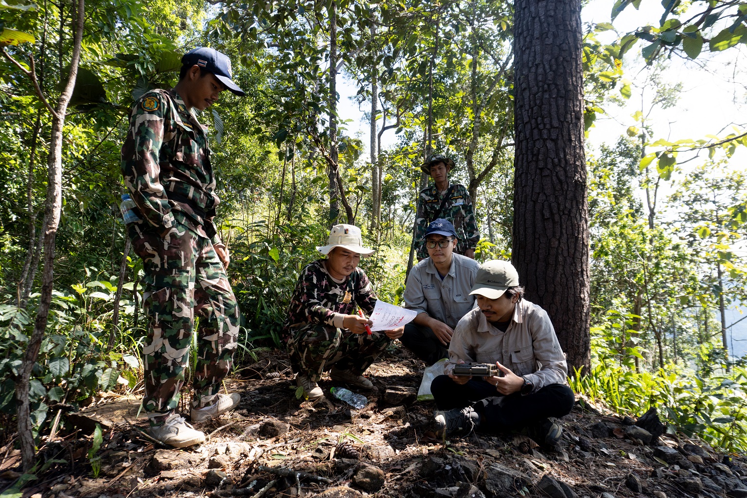 Panthera’s tiger team checks a camera trap in the Si Sawat Non-Hunting Area in November 2025.