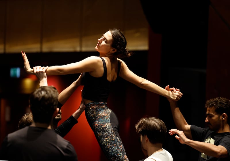 Moulin Rouge! The Musical: The cast rehearse before the matinee performance. Photograph: Nick Bradshaw