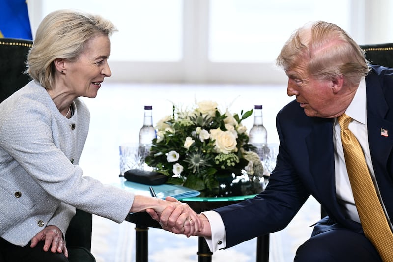 Ursula von der Leyen and Donald Trump. Photograph: Brendan Smialowski/AFP/Getty 