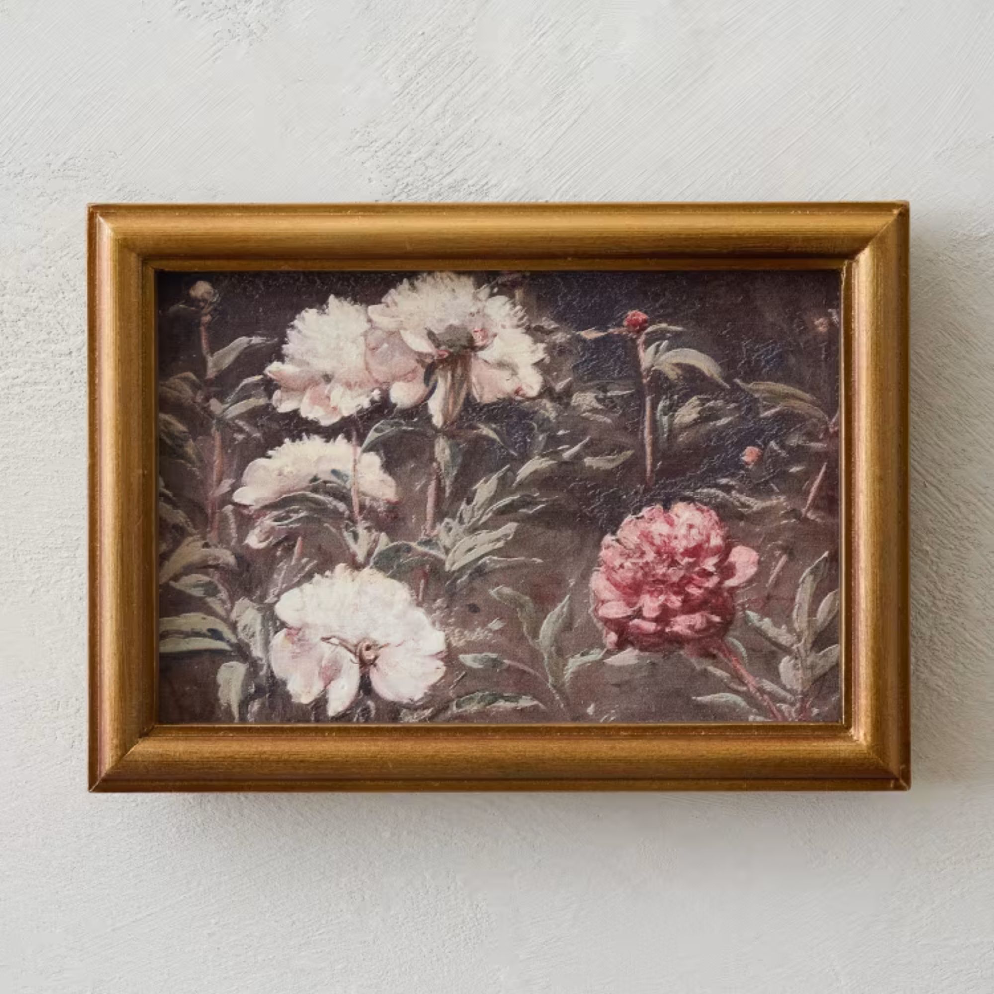 Vintage style floral painting with gold frame