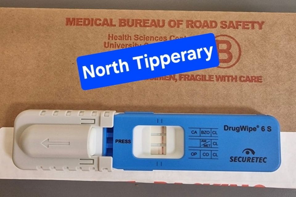 The drug test that returned a positive indication for cocaine. Photo: An Garda Siochána Tipperary