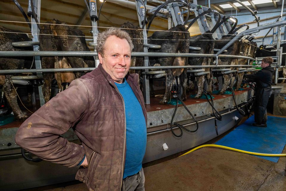 John O’Donovan in the new rotary milking parlour on his dairy farm near Drimoleague, West Cork. Photos: Andy Gibson