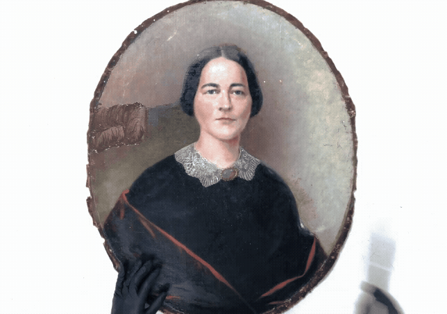A gif of a portrait of a woman being restored