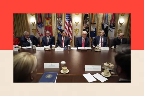 EPA/Shutterstock US President Donald Trump (C) makes his opening remarks as he holds a meeting with his cabinet in the Cabinet Room of the White House 