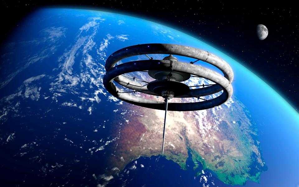 An artist's impression of what a space station with artificial gravity could look like