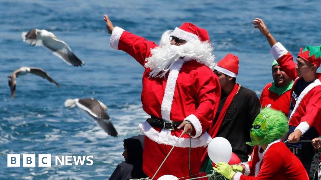 Waterskiing Santas and giant cuts of meat