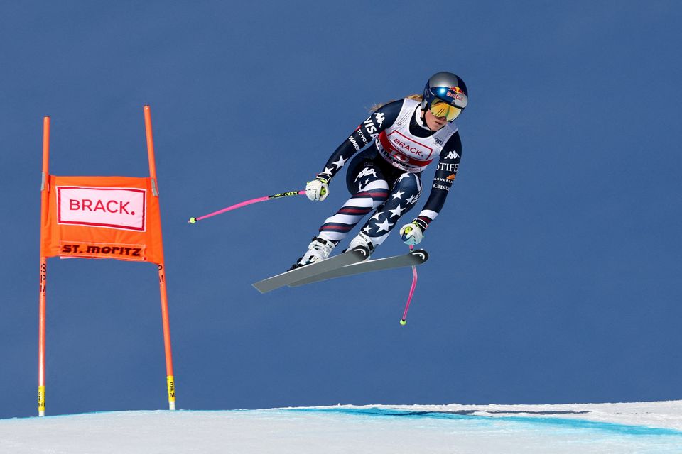 Lindsey Vonn in action during the FIS Alpine Ski World Cup (Women's Downhill) in St Moritz, Switzerland. Photo: Reuters/Denis Balibouse