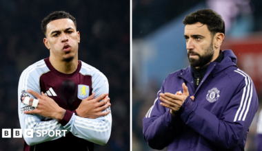 Premier League reaction: Villa keep up title pressure as Man Utd lose Fernandes - BBC