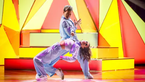 Karen Carney and Carlos Gu during the live show on BBC1's Strictly Come Dancing.