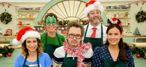 Channel 4 Isy Suttie, Olivia Colman, Matt King David Mitchell and Sophie Winkleman in the Great British Bake Off tent