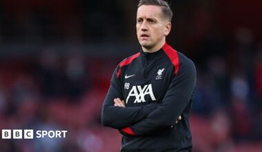 Liverpool set-piece coach Aaron Briggs during the 2024-25 season.