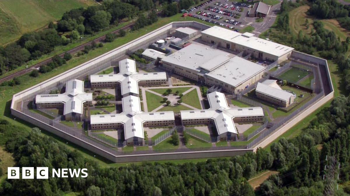 Aerial image of a prison surrounded by trees.