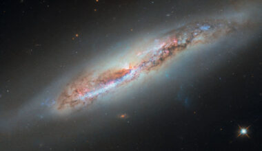 This Hubble image shows NGC 4388, a spiral galaxy some 59 million light-years in the constellation of Virgo. Image credit: NASA / ESA / Hubble / S. Veilleux / J. Wang / J. Greene.