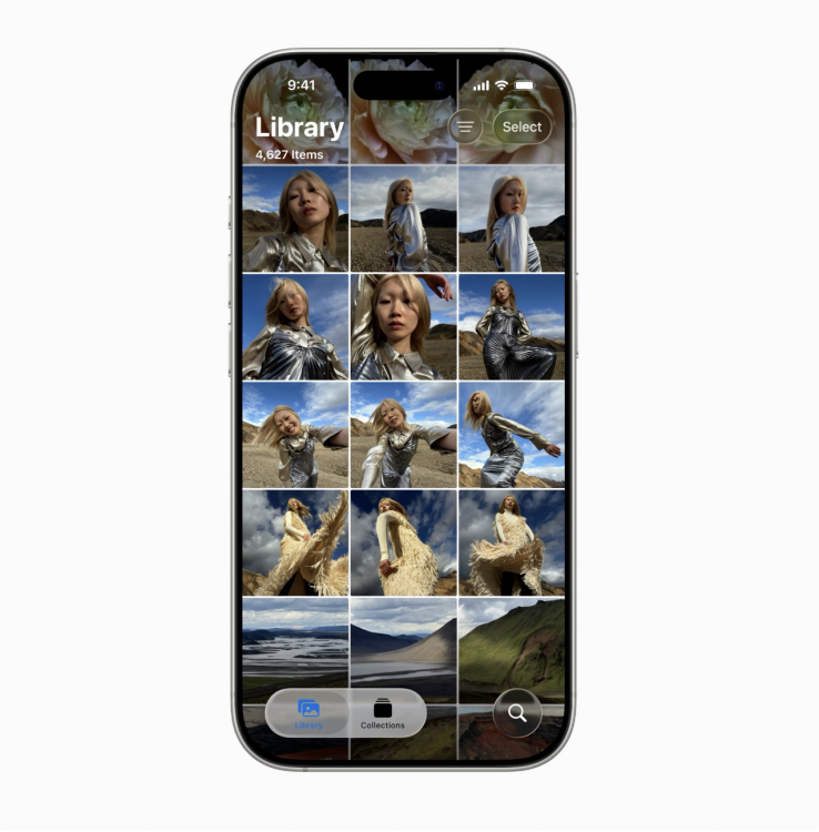 An iPhone displaying the Photos app in iOS 26 beta