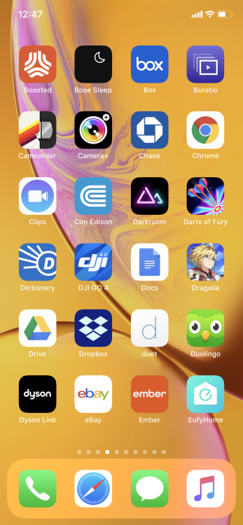 iPhone apps sorted in alphabetical order.