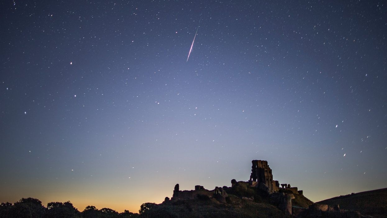 Meteor shower over Corfe Castle, Dorset