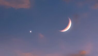Conjunction of crescent Moon and a star or planet. Credit: Nazarii Neshcherenskyi / Getty Images