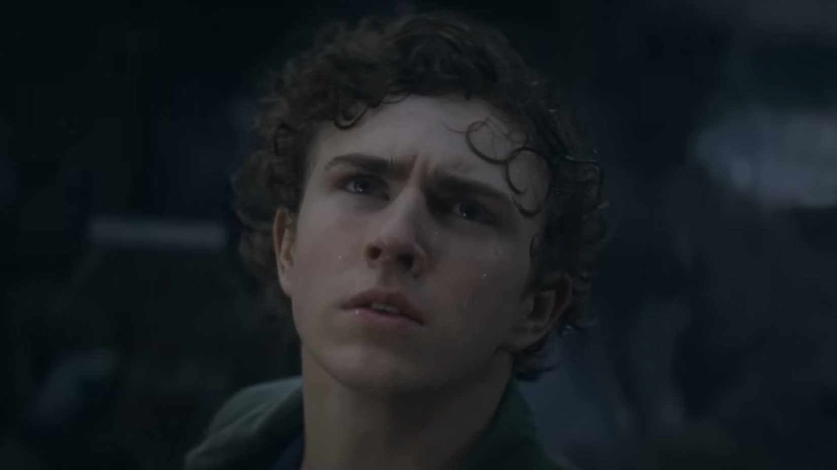 Percy looking up at a monster in the middle of the ocean in Percy Jackson season 2