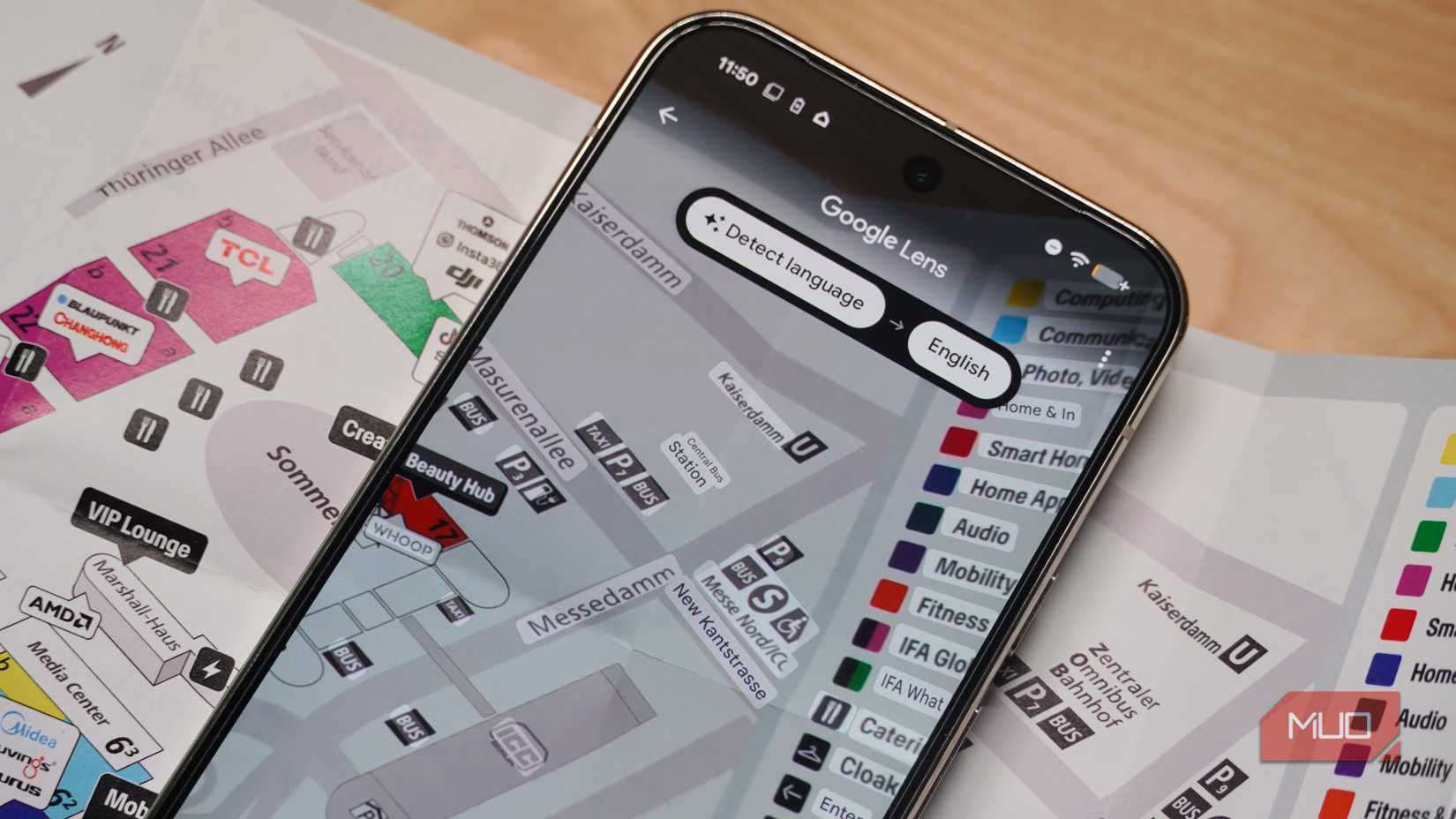 Translating a foreign map with Google Lens on a Pixel. 