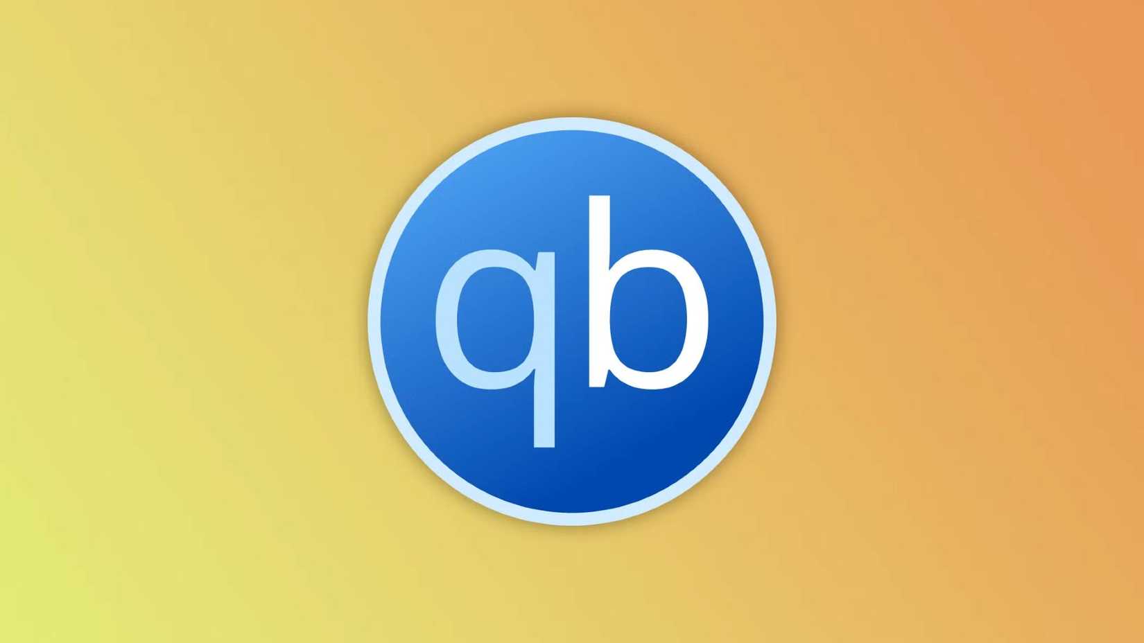 qBittorrent logo on a yellow gradiant background.