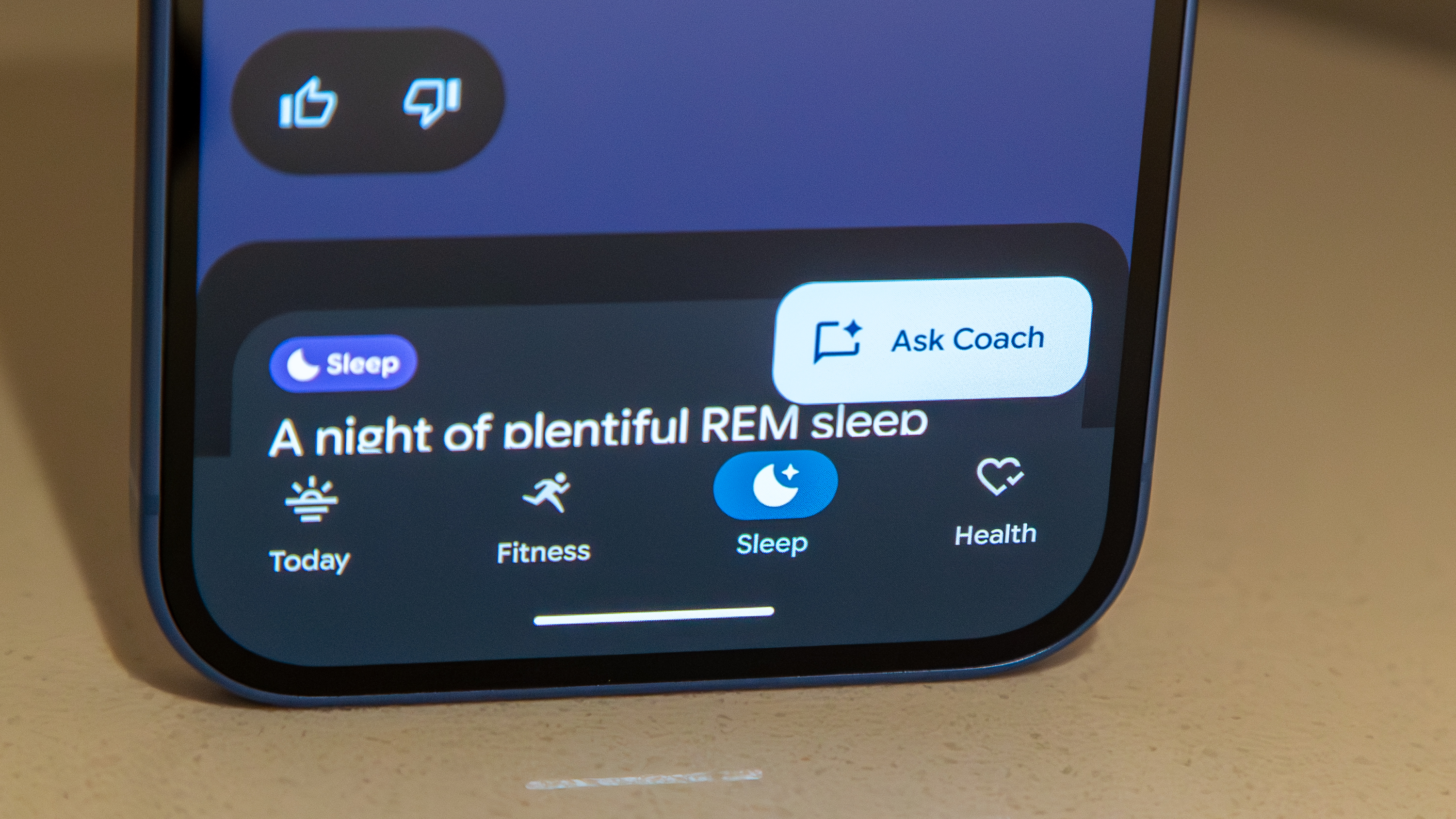 Fitbit personal health coach "Ask Coach" button