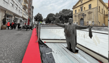 Pavarotti statue stuck in skating rink sparks outrage in Italy