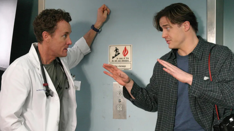 John C. McGinley as Dr. Cox and Brendan Fraser as Ben on Scrubs