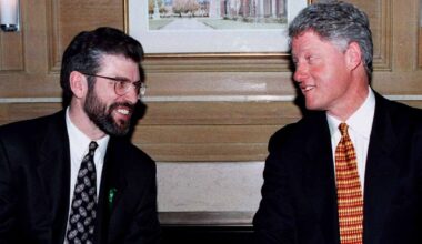Gerry Adams and Bill Clinton at the event in November 1995. Pic: Reuters