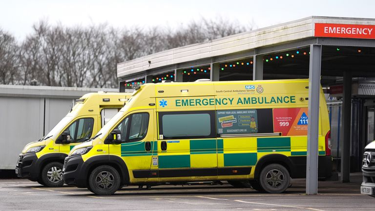 Ambulances outside the Basingstoke and North Hampshire Hospital. File pic: PA
