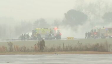 Firefighting crews responding to the crash. Pic: AP