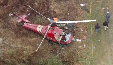 The helicopters crashed in Hammonton, New Jersey. Pic: WPVI-TV/6ABC/AP