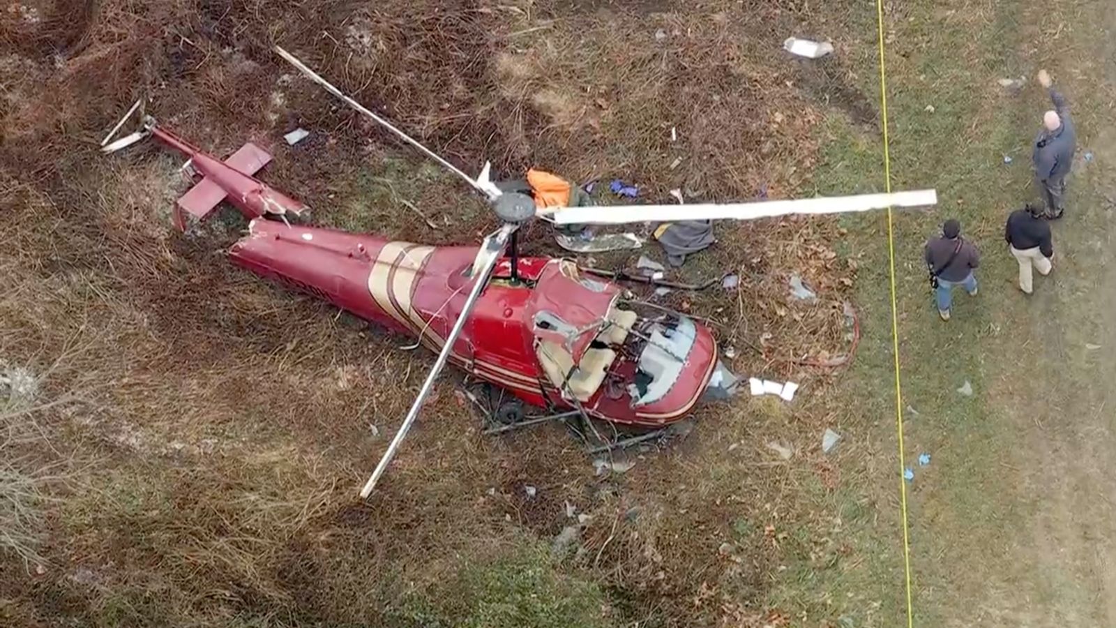 The helicopters crashed in Hammonton, New Jersey. Pic: WPVI-TV/6ABC/AP