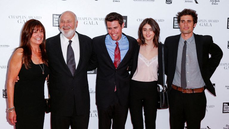 Rob Reiner with wife Michele and children Jake, Romy and Nick (right to left). Pic: Reuters